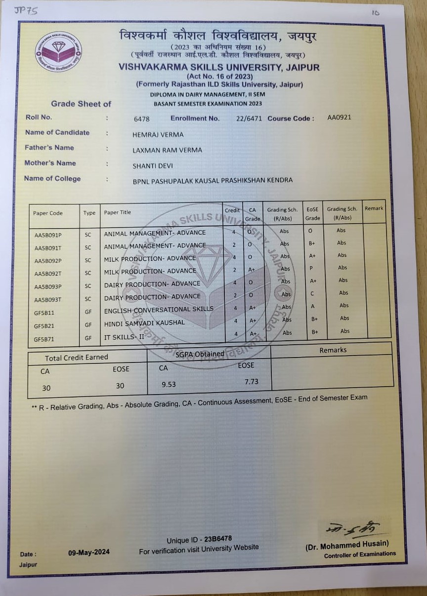 Diploma In Dairy Management